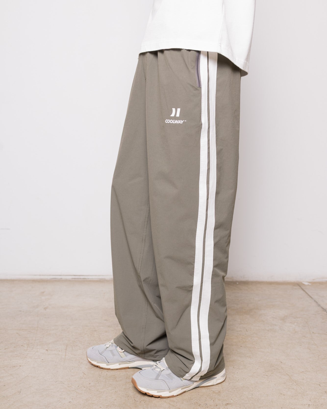 Olive Nylon Track Pants