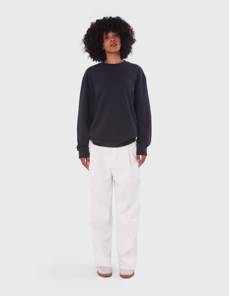 Embossed Black Crewneck