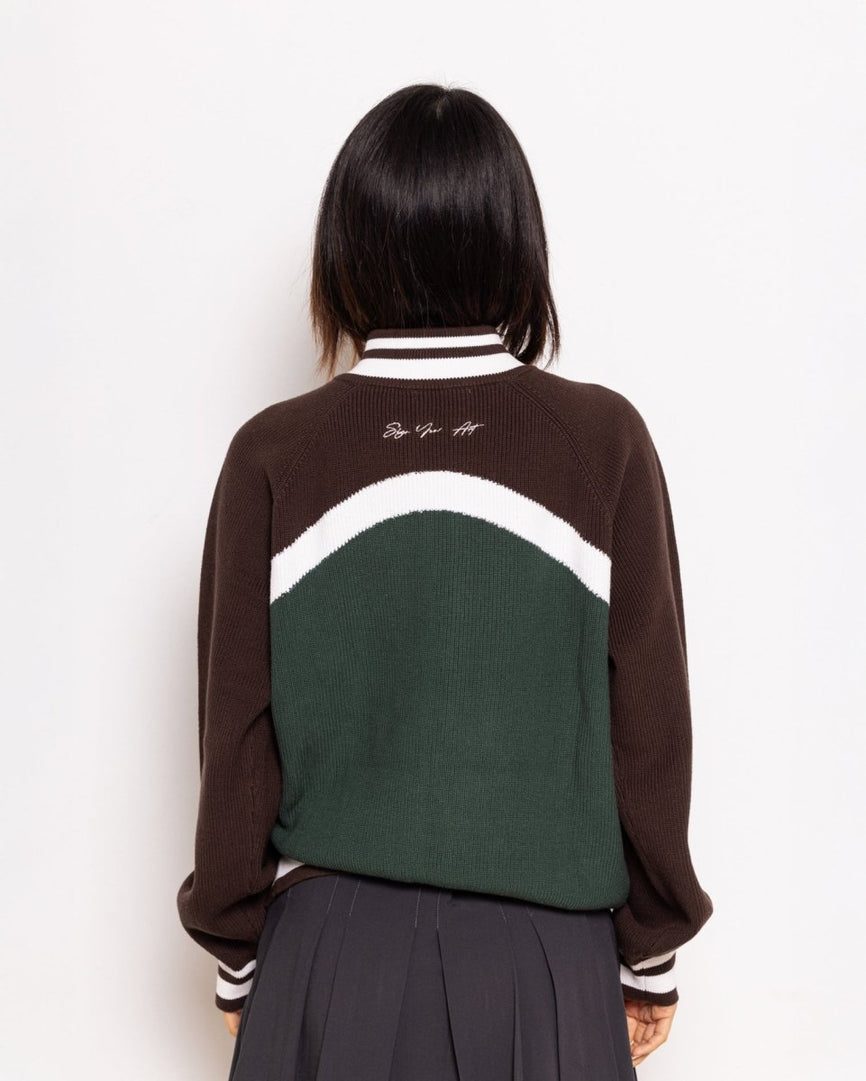 Basil Green Knit Zipper