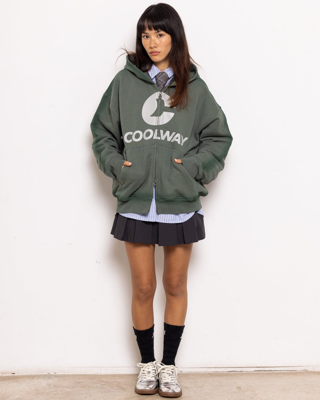 Break Green Zipped Hoodie