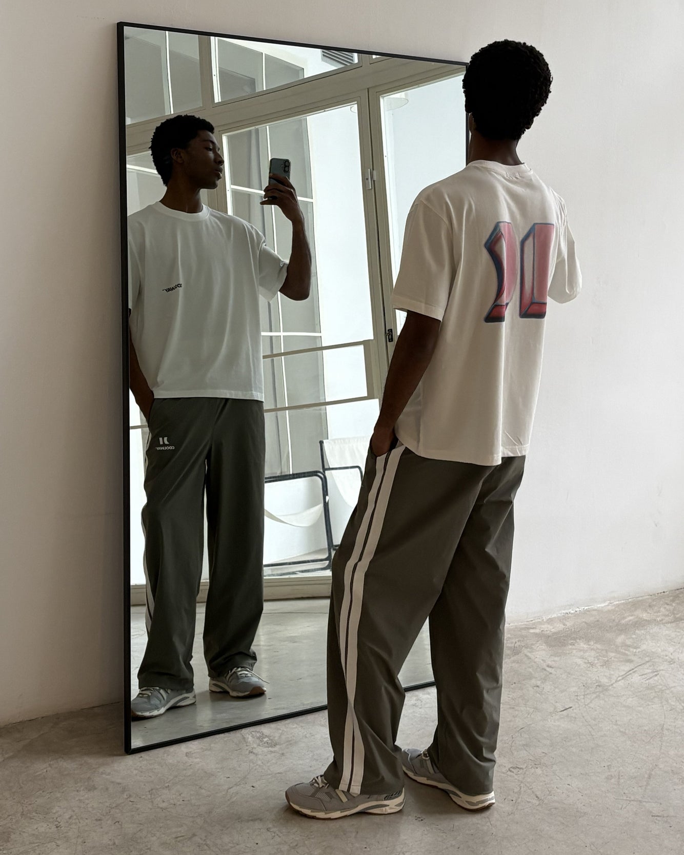 Olive Nylon Track Pants