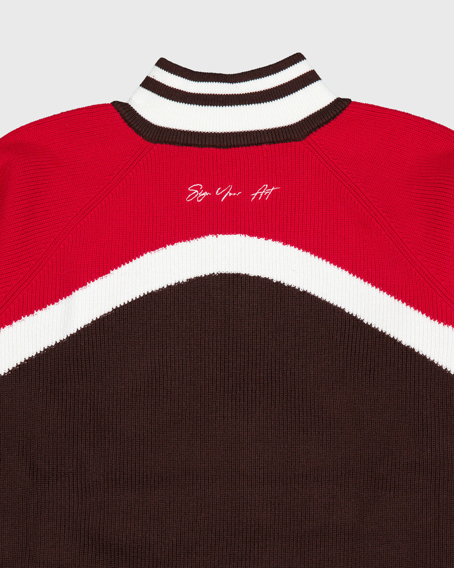 Brown Knit Zipper